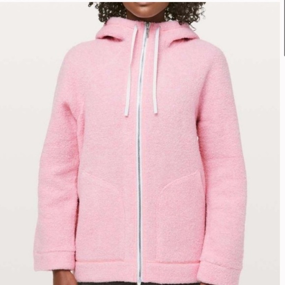 Lululemon So Sherpa Pink Hooded Zip-Up Jacket Size Small - Picture 2 of 12